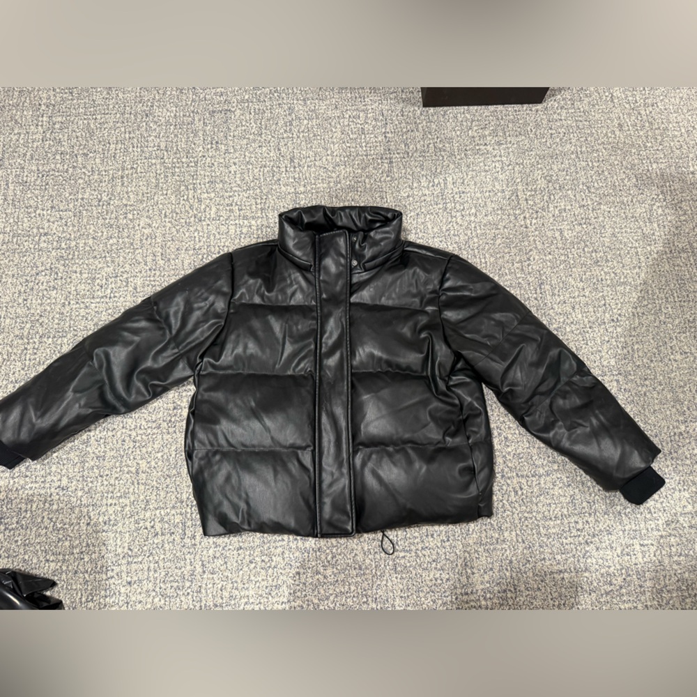 Alice and Olivia Leather Puffer Jacket